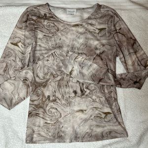 SHEER MARBLE LONG SLEEVE TOP